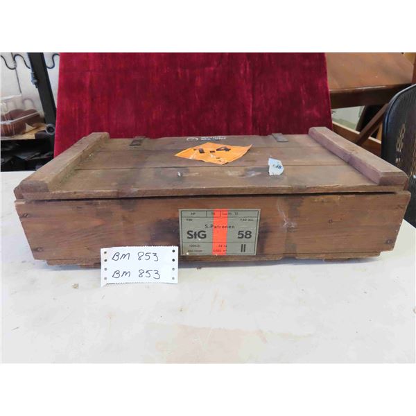Vintage Wood Ammo Box 20 1/2'' x 11'' x 6'' with Hinged Lid