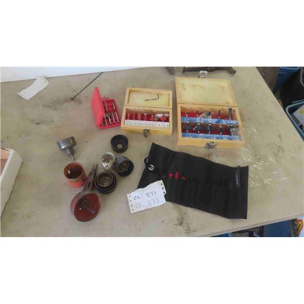 Router Bits (Some New) , Hole Saws, Jig Saw Blades