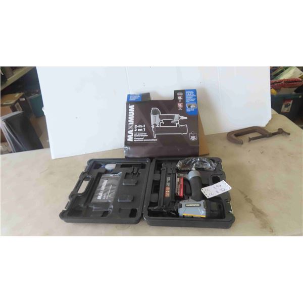 New Maximum 2 in 1 Air Powered Nailer/Stapler with Case