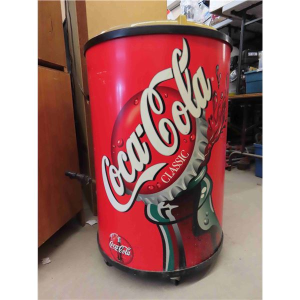 Coca Cola Water/Ice Cooler on Wheels 23'' Across x 37'' High
