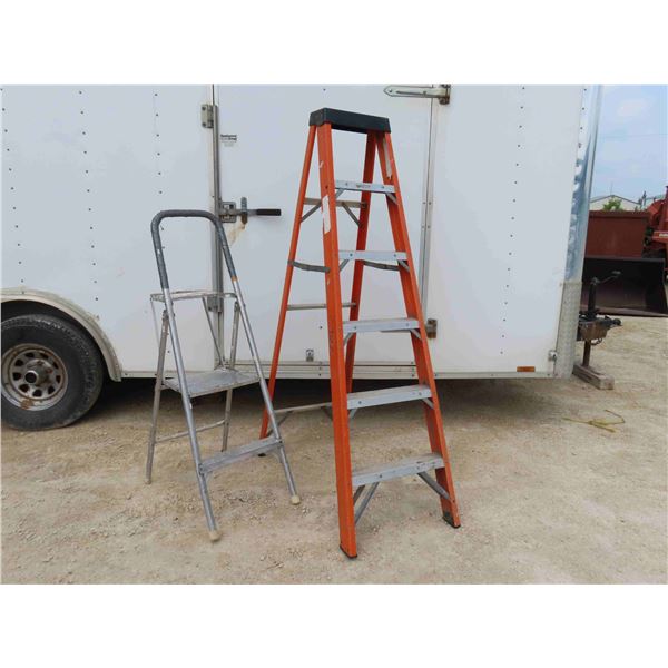 6ft Fiberglass Step Ladder , Aluminum 2 Step Step Stool with Paint Tray
