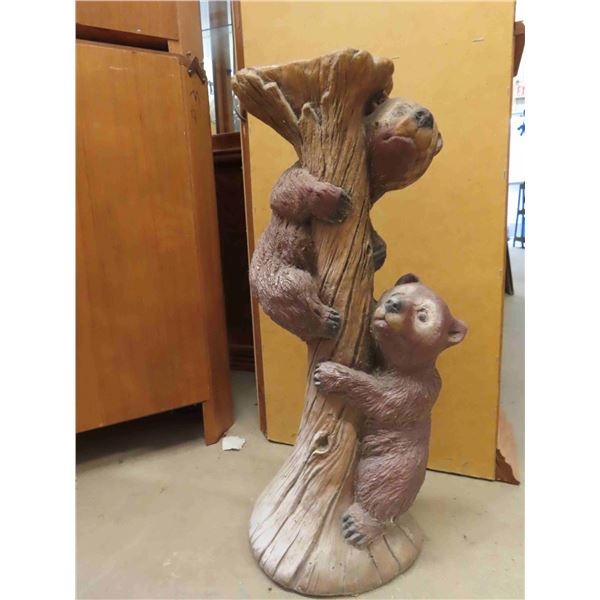 Garden Décor: Concrete Bears Climbing Pole 27'' Tall