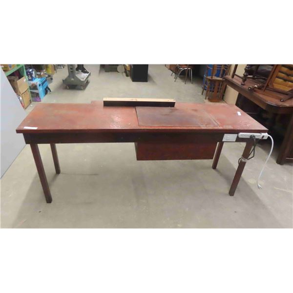 Wood Work Bench with Light Up Glass Drawing Board /