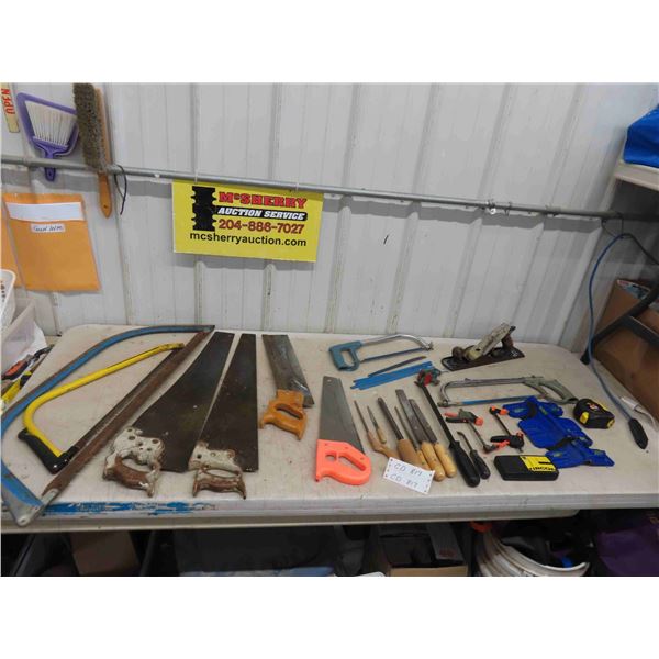 Hand Tools: Saws, Files, Stanley Planer, Stud Finder, Tape Measure 