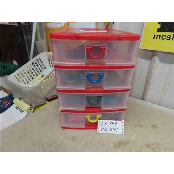 4 Drawer Desk Organizer Filled with Drafting Tools and Supply
