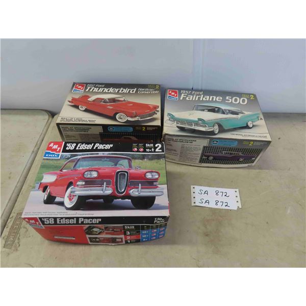 3 Car Models: 1957 T Bird, 1957 Fairlane 500, 58 Edsel Pacer