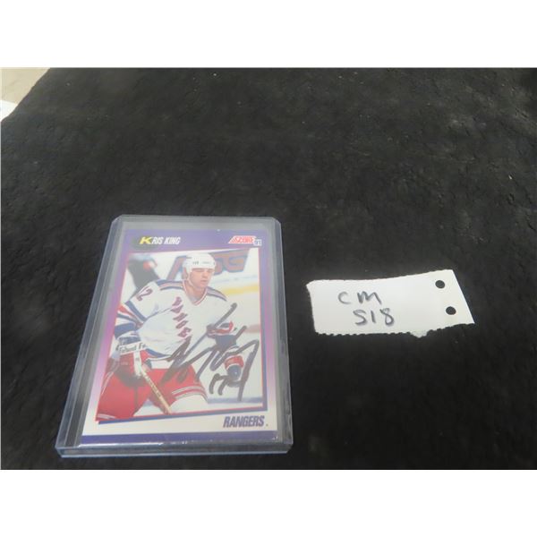 Signed Kris King NY Rangers Card