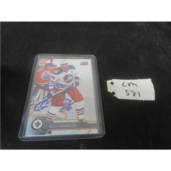 Signed Blake Wheeler Winnipeg Jets Card