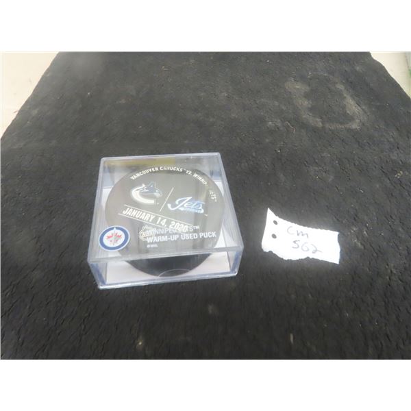 Official Winnipeg Jets VS Vancouver Canucks Warm Up Puck