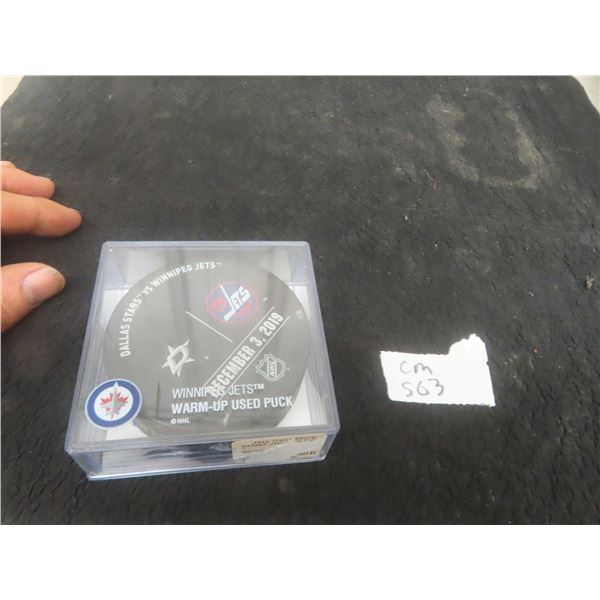 Official Winnipeg Jets VS Dallas Stars Warm Up Puck