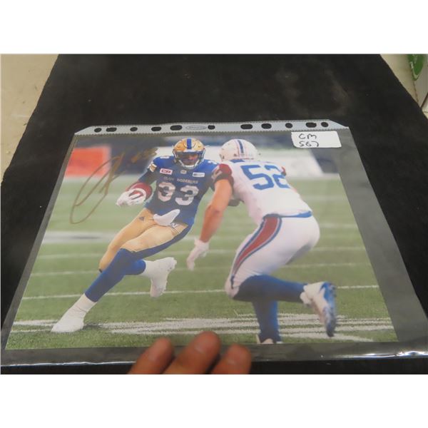 Autographed Andrew Harris Winnipeg Blue Boombers 8x10 Photo