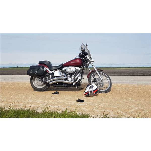 2000 Harley Soft Tail Deuce Dark Cherry Red Bike with Lots of Chrome - Only 35000 kms