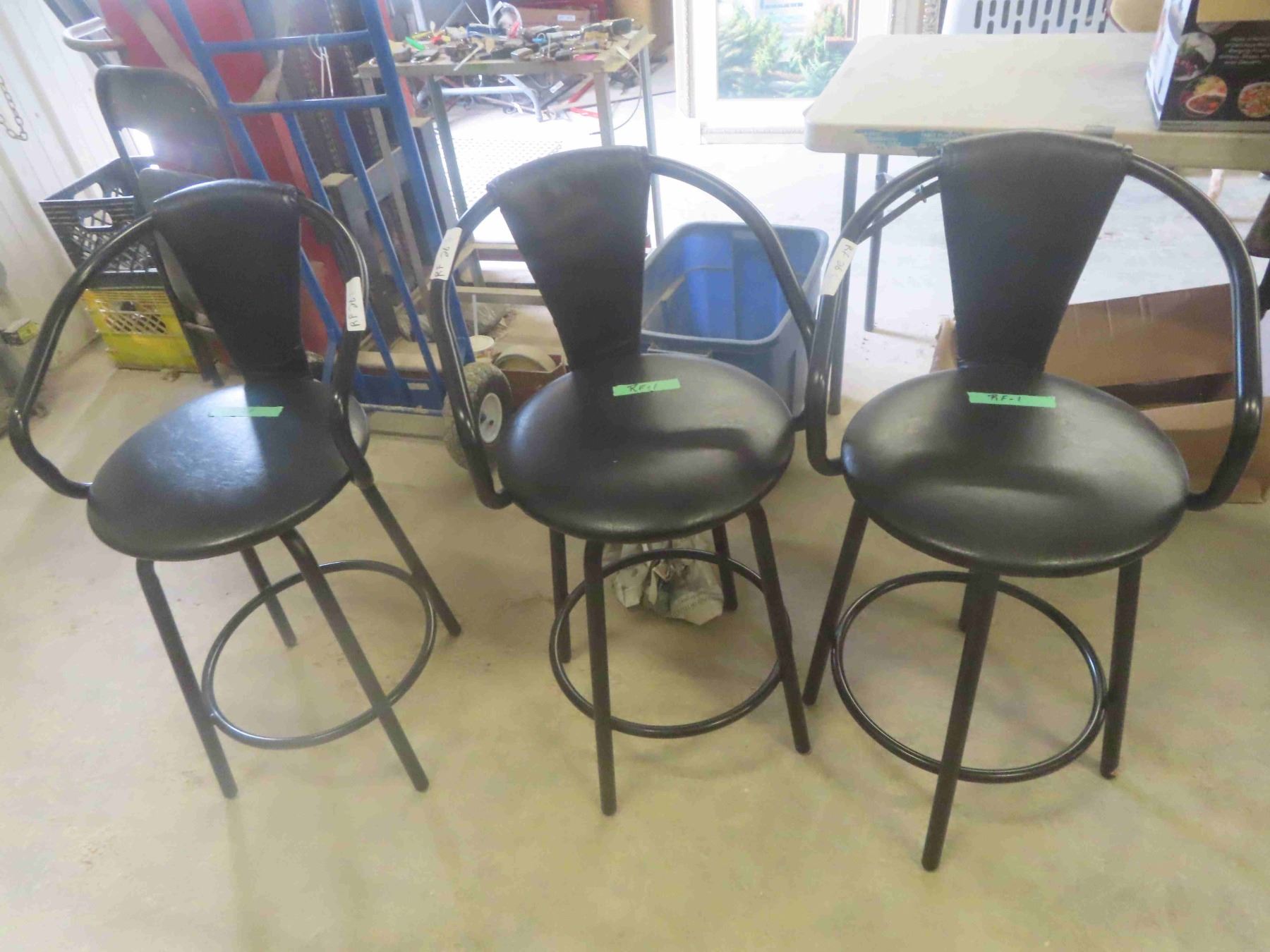3 Swivel Black Vinyl Bar Stools