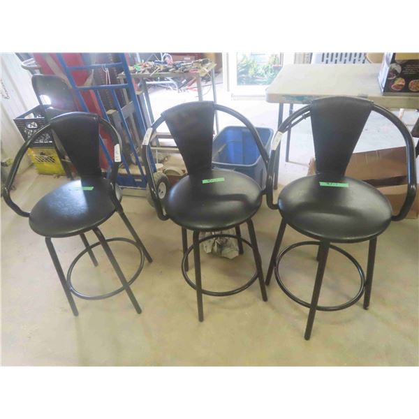3 Swivel Black Vinyl Bar Stools