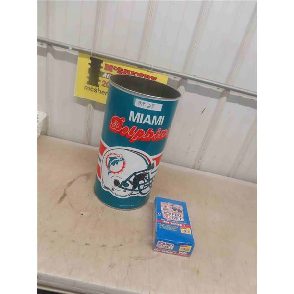 Miami Dolphins Garbage Can , NFL Pro Set 1991 Series 1 Box