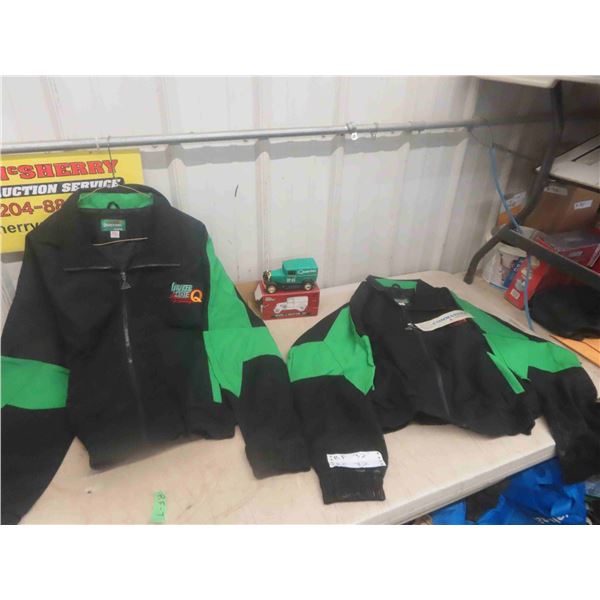 2 Quaker State Size Medium & Large Black Race Jackets, Diecast Model A 