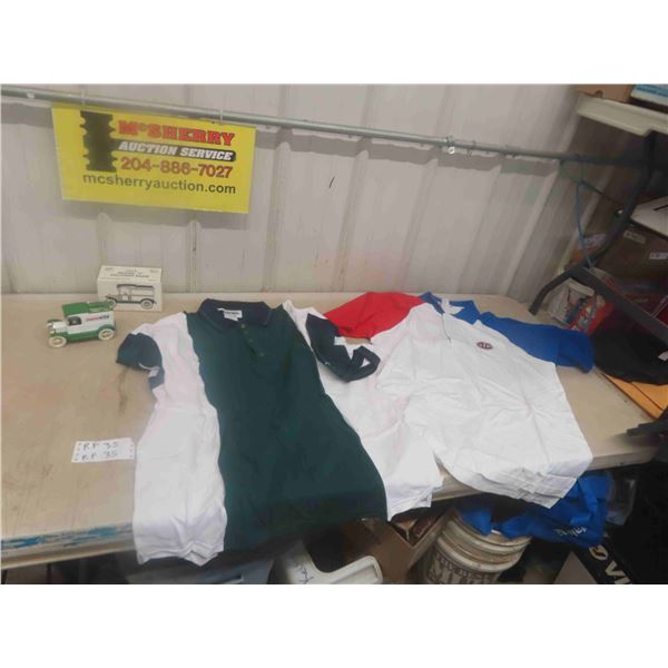 STP Large Golf Shirt, Tridon XL Golf Shirt, Castrol 1913 Model T Delivery Bank