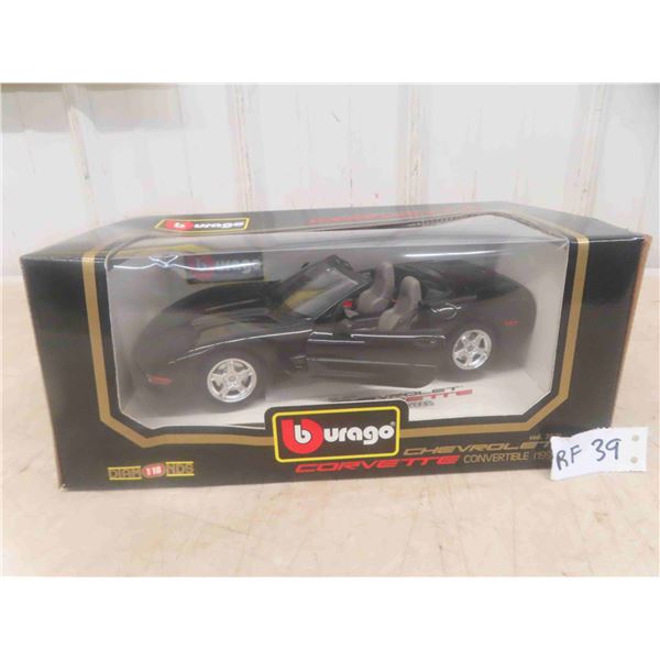 BBURAGO 1998 Corvette Convertible Black Diecast 1/18th Scale