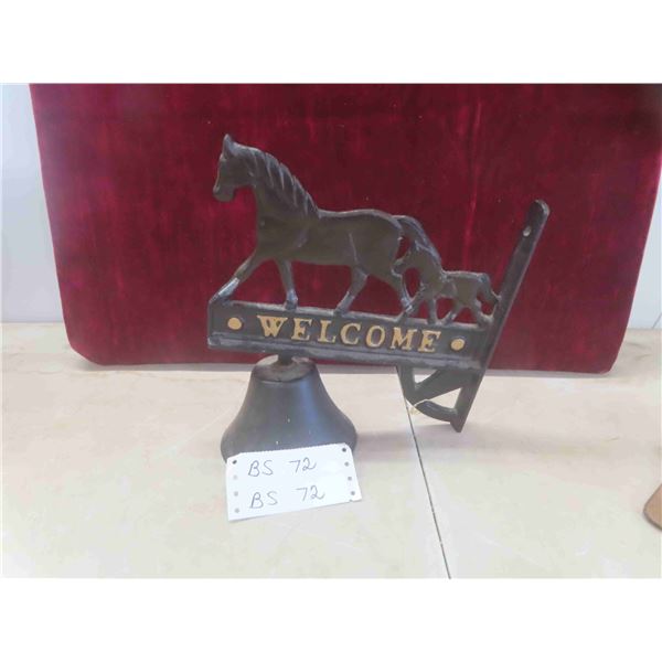 Cast Welcome Bell w/ Horse Display