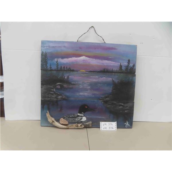 Rustic Looking 3D  Painting On Wood Planks 24'' x 21 1/2''