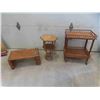 Image 1 : 3 Pieces Wicker: Bed Tray, Rolling Tea Table, Plant Stand