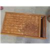 Image 3 : 3 Pieces Wicker: Bed Tray, Rolling Tea Table, Plant Stand