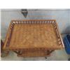 Image 5 : 3 Pieces Wicker: Bed Tray, Rolling Tea Table, Plant Stand