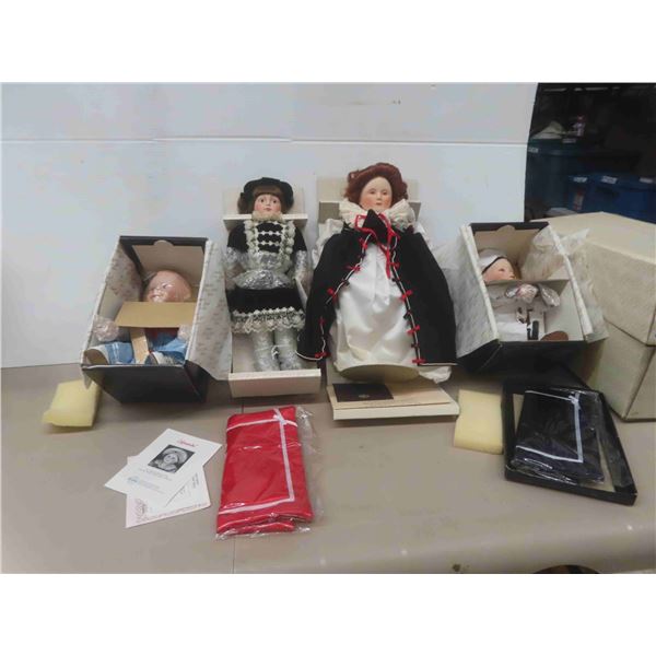New Old Stock 4 Porcelian Collector Dolls Tallest 17 1/2"  w/ 