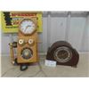 Image 1 : Mantle Clock No Key, Vintage Looking Phone w/Push Buttons & Clock