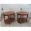 Image 1 : 2 Oak End Tables w/Bottom Shelf
