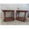 Image 5 : 2 Oak End Tables w/Bottom Shelf