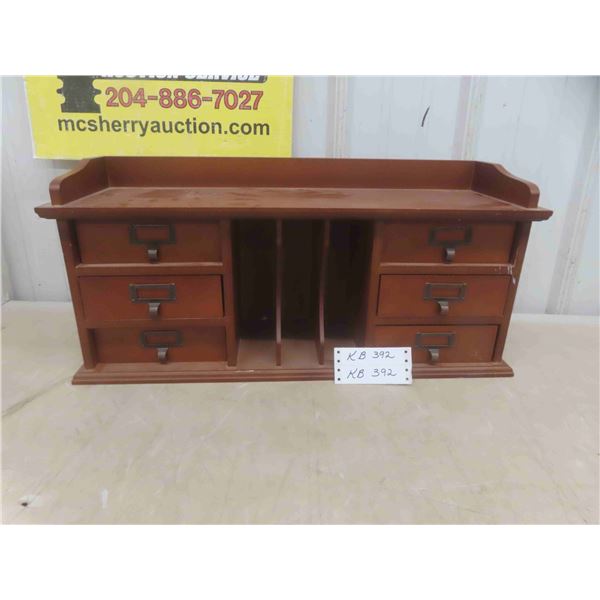 Wood Desk Organizer w/File Drawers & Mail Slots 24 3/4 x 7 1/2 x 11 