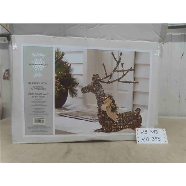 3D Rattan Glitter Deer New Old Stock