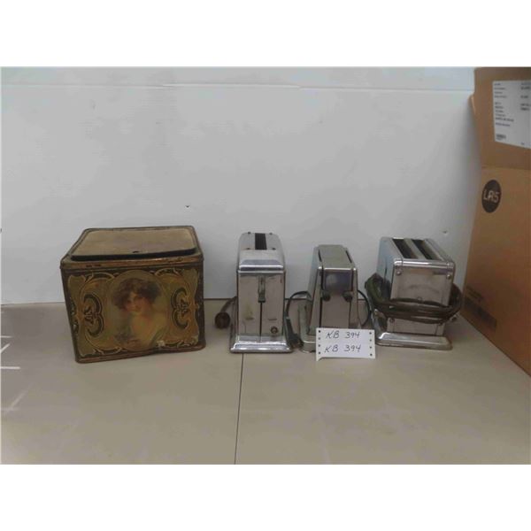 (3) Vintage Toasters, Hinged Tea Tin