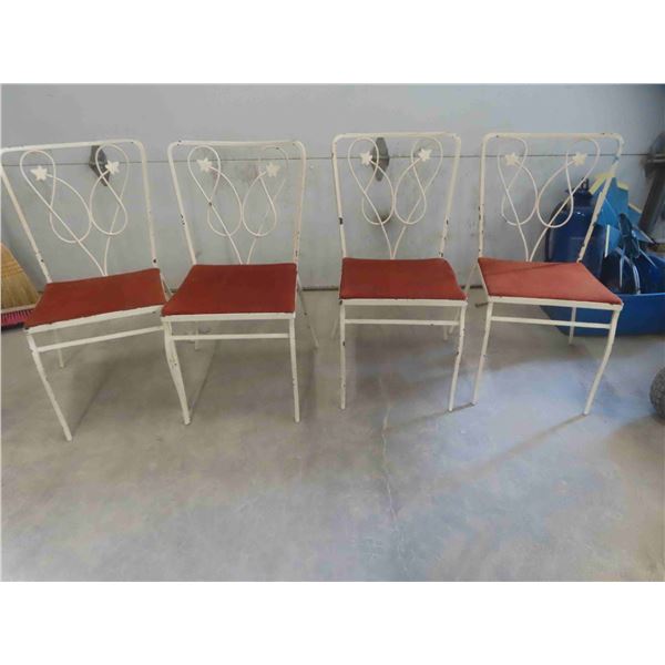 4 Rod Iron Chairs w/ Lightly Padded Seats 