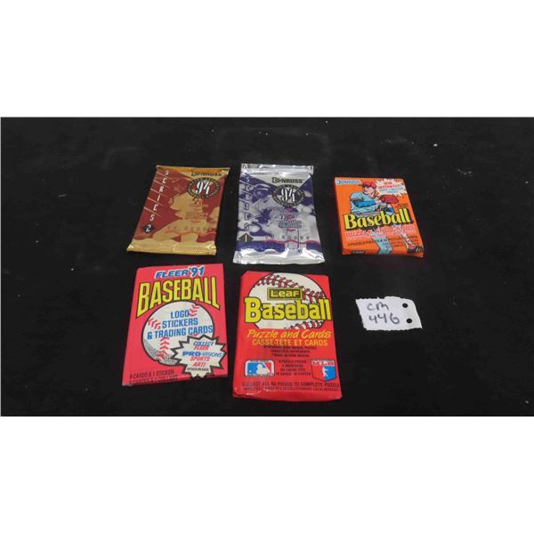 5 Unopened Baseball Card Packs