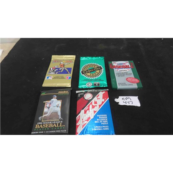 5 Unopened Baseball Card Packs