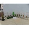 Image 1 : 11 Mini Oil Lamps Clear & Green Glass
