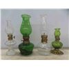 Image 3 : 11 Mini Oil Lamps Clear & Green Glass