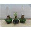 Image 4 : 11 Mini Oil Lamps Clear & Green Glass