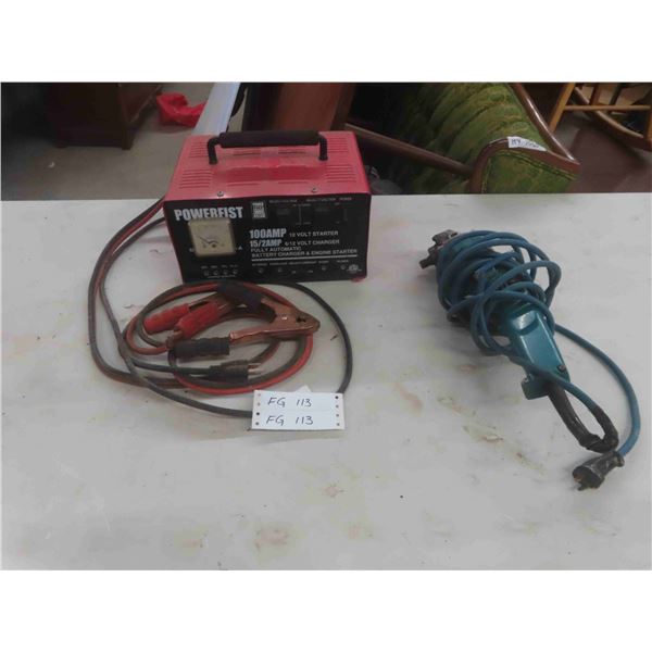 Powerfist 6/12 Volt Charger , Makita Power Angle Grinder No Disk