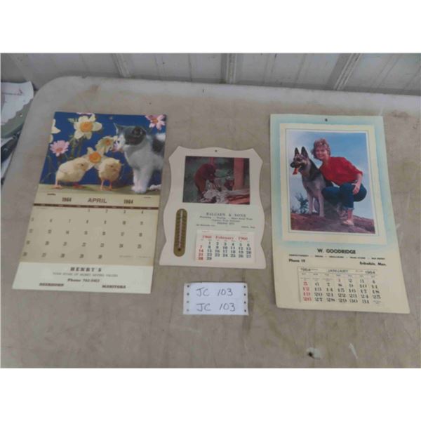(3) 1960s Calenders with Thermometer