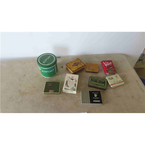 Cigarette & Tobacco Tins: Export, Velvet, Rod and Gun, Marcovitch, Dandy, Plus