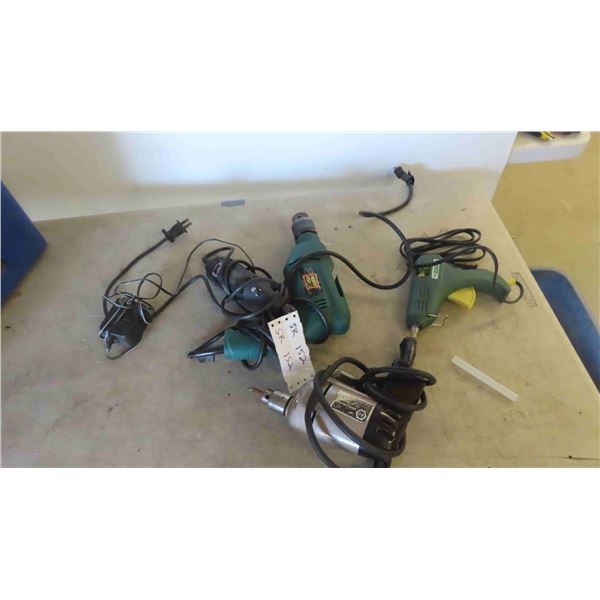 3/8'' Drill , 1/2'' Drill , Rotary Tool, Glue Gun
