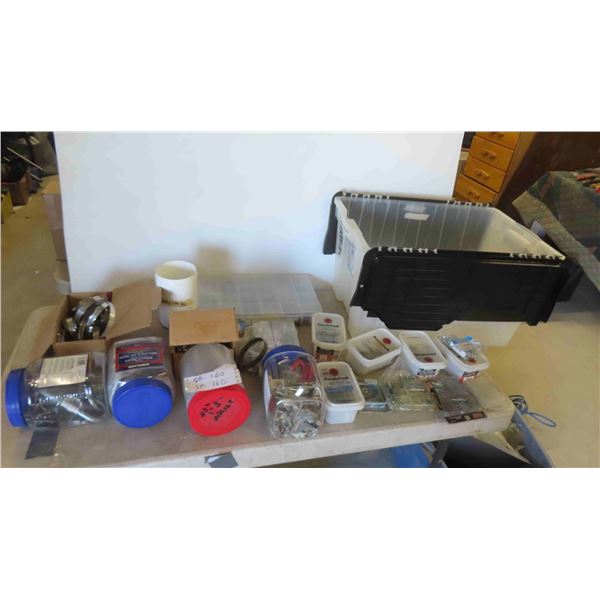 Hardware: Pipe Clamp, Nails, Screws, Washers, Cotter Pins & Storage Bin