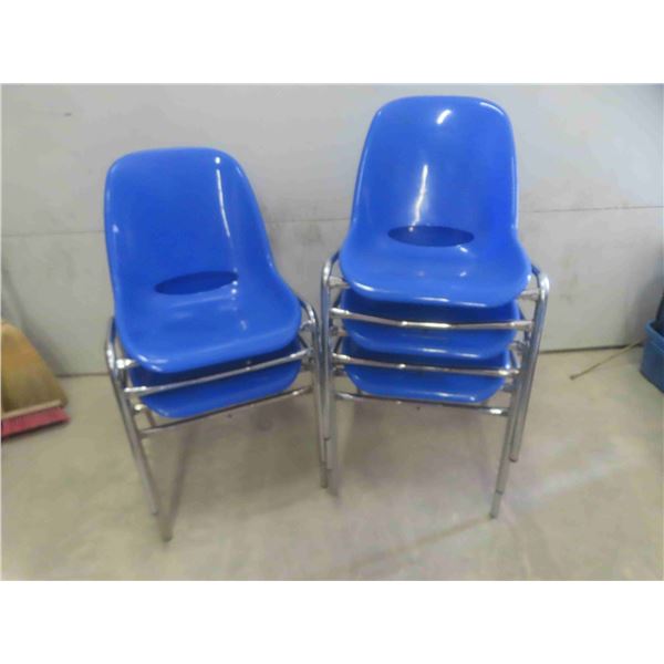 5 Plastic Chairs with Chrome Legs 