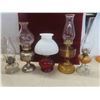 Image 1 : 5 Oil Lamps 2 With Colored Bases