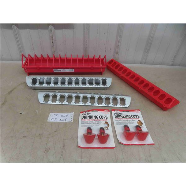 New Feed Troughs Plastic and Metal , Poultry Drinking Cups