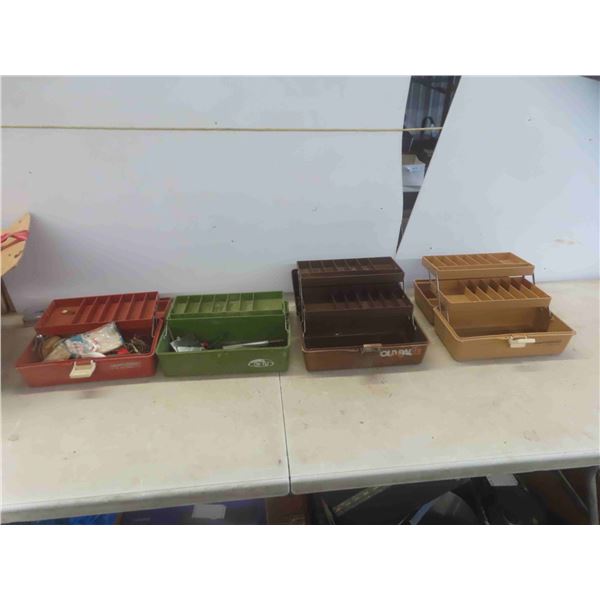 4 Tackle Boxes - Latch is Broken on Green One