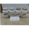 Image 1 : Milk Glass : Salt and Peppers, Flour , Sugar Shakers 